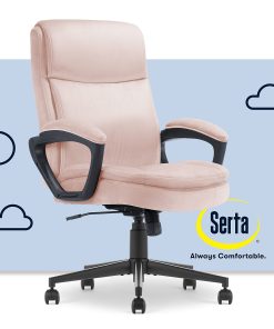 Serta® Comfort Ergo Ergonomic Velvet High-Back Executive Office Chair, Pink/Black 2