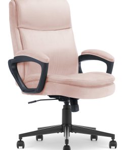 Serta® Comfort Ergo Ergonomic Velvet High-Back Executive Office Chair, Pink/Black
