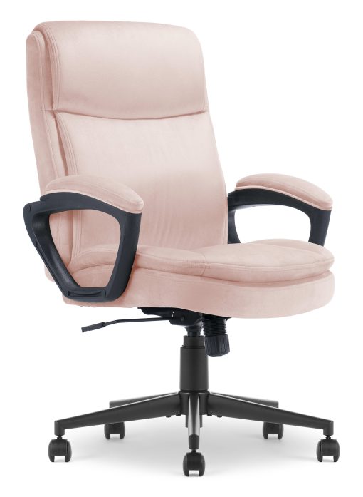 Serta® Comfort Ergo Ergonomic Velvet High-Back Executive Office Chair, Pink/Black