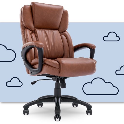 Serta Garret Ergonomic Bonded Leather High-Back Executive Chair, Cognac/Black - Image 2
