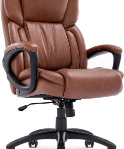 Serta Garret Ergonomic Bonded Leather High-Back Executive Chair, Cognac/Black