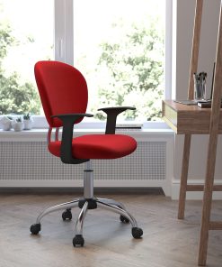 Flash Furniture Mesh Mid-Back Swivel Task Chair With Arms, Red/Silver