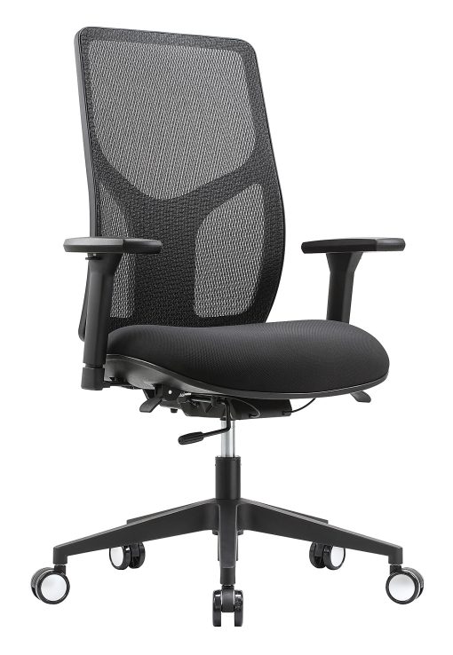 WorkPro® 4000 Series Multifunction Ergonomic Mesh/Fabric High-Back Executive Office Chair, Black/Black, BIFMA Compliant