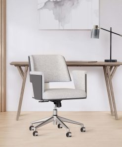 Realspace® Modern Comfort Picali Bouclé Fabric/Vegan Leather Low-Back Task Office Chair, White Stone/Gray/Brushed Nickel, BIFMA Compliant 2