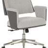 Realspace® Modern Comfort Picali Bouclé Fabric/Vegan Leather Low-Back Task Office Chair, White Stone/Gray/Brushed Nickel, BIFMA Compliant