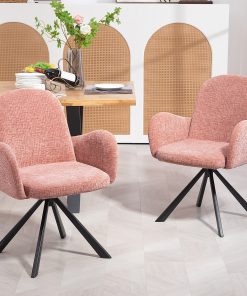 Glamour Home Beacher Linen Fabric Dining Accent Chair, Pink/Black 2