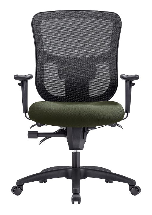 WorkPro® 9500XL Series Big & Tall Ergonomic Mesh/Premium Fabric Mid-Back Chair, Black/Olive, BIFMA Compliant - Image 2