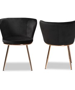 Baxton Studio Farah Dining Chairs, Black/Rose Gold, Set Of 2 Chairs 2