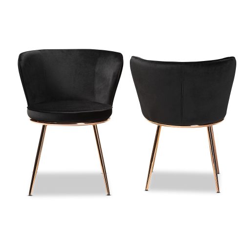 Baxton Studio Farah Dining Chairs, Black/Rose Gold, Set Of 2 Chairs - Image 2
