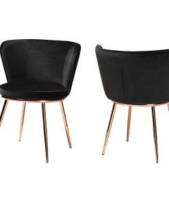 Baxton Studio Farah Dining Chairs, Black/Rose Gold, Set Of 2 Chairs