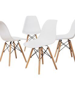 Baxton Studio Jaspen Dining Chairs, White/Oak Brown, Set Of 4 Chairs
