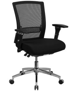 Flash Furniture HERCULES Series 24/7 Intensive-Use Ergonomic Mid-Back Executive Multifunction Office Chair, Black Fabric/Mesh/Gray -GOWY858