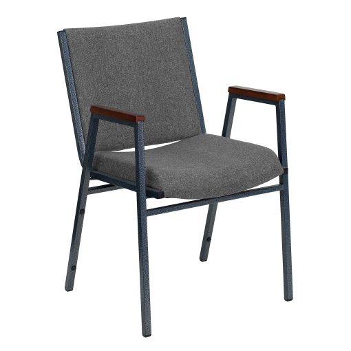 Flash Furniture HERCULES Series Stack Accent Chair With Arms, Gray Patterned Fabric/Silvervein Frame - Image 2