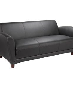 Lorell® Accession Bonded Leather Reception Sofa, Black 2