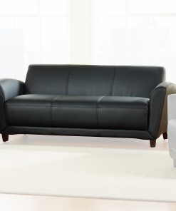 Lorell® Accession Bonded Leather Reception Sofa, Black