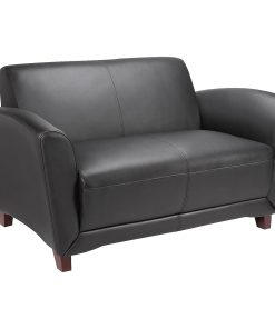 Lorell® Accession Bonded Leather Reception Loveseat, Black 2