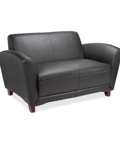 Lorell® Accession Bonded Leather Reception Loveseat, Black