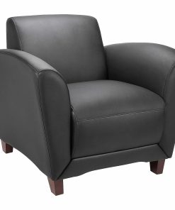 Lorell® Accession Bonded Leather Reception Club Chair, Black 2