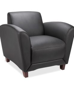 Lorell® Accession Bonded Leather Reception Club Chair, Black