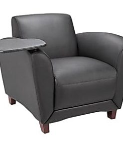 Lorell® Accession Bonded Leather Reception Chair With Tablet Arm, Black 2