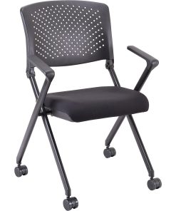 Lorell® Nesting Plastic-Back Chairs, With Arms, Black, Set Of 2 Chairs 2