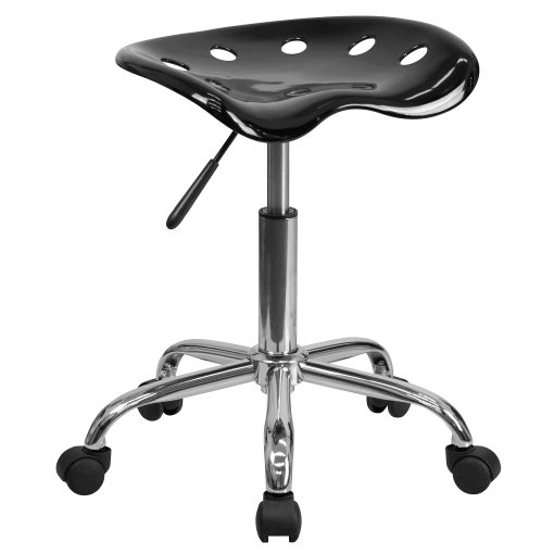Flash Furniture Vibrant Tractor Seat Stool, Black/Chrome - Image 2