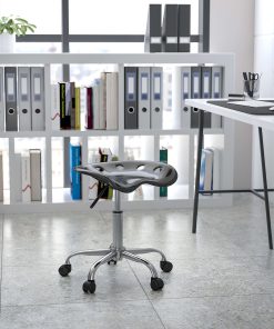 Flash Furniture Vibrant Tractor Seat Stool, Black/Chrome