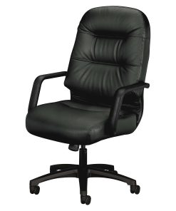 HON® Pillow-Soft® Ergonomic Bonded Leather Executive Chair With Fixed Loop Arms, Black 2