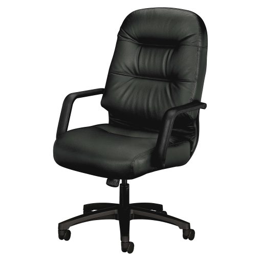 HON® Pillow-Soft® Ergonomic Bonded Leather Executive Chair With Fixed Loop Arms, Black - Image 2