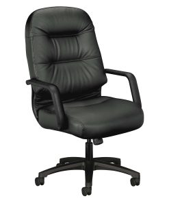 HON® Pillow-Soft® Ergonomic Bonded Leather Executive Chair With Fixed Loop Arms, Black