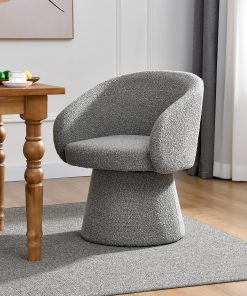 Glamour Home Belle Bouclé Fabric Dining Accent Chair, Gray