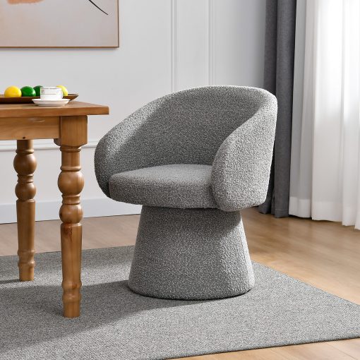 Glamour Home Belle Bouclé Fabric Dining Accent Chair, Gray