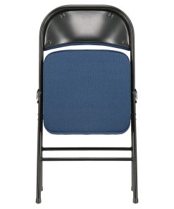 Elama Metal Folding Chairs With Padded Seats, Dark Blue/Black, Set Of 4 Chairs 2