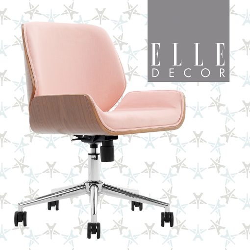 Elle Décor Ophelia Bentwood Fabric Mid-Back Task Chair, Pink/Chrome - Image 2