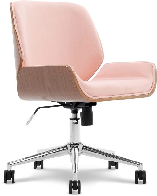 Elle Décor Ophelia Bentwood Fabric Mid-Back Task Chair, Pink/Chrome