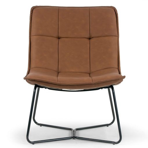 Glamour Home Aurele Faux Leather Accent Chair With Metal Legs, Brown - Image 2