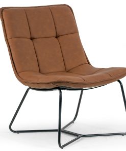 Glamour Home Aurele Faux Leather Accent Chair With Metal Legs, Brown