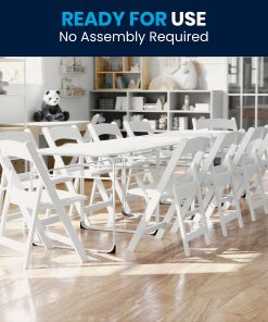 Flash Furniture Kids Folding Chairs with Padded Seats | Set of 2 Resin Folding Chair with Vinyl Padded Seat for Kids, White 2