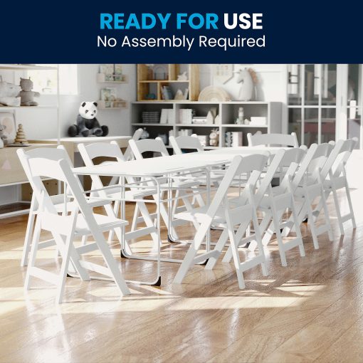 Flash Furniture Kids Folding Chairs with Padded Seats | Set of 2 Resin Folding Chair with Vinyl Padded Seat for Kids, White - Image 2