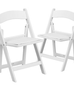 Flash Furniture Kids Folding Chairs with Padded Seats | Set of 2 Resin Folding Chair with Vinyl Padded Seat for Kids, White