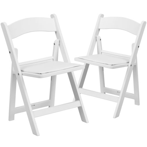 Flash Furniture Kids Folding Chairs with Padded Seats | Set of 2 Resin Folding Chair with Vinyl Padded Seat for Kids, White