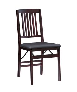 Linon Triena Faux Leather Folding Chairs, Dark Brown/Espresso, Set Of 2 Chairs 2