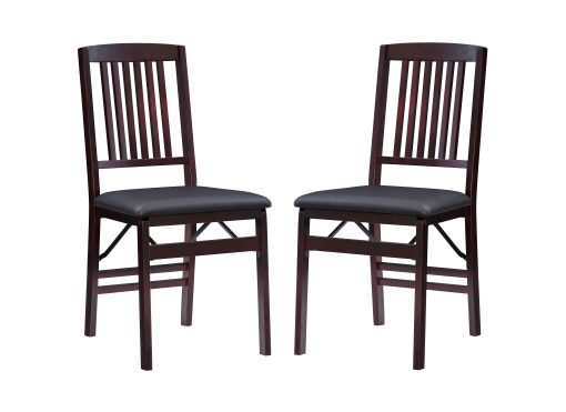 Linon Triena Faux Leather Folding Chairs, Dark Brown/Espresso, Set Of 2 Chairs