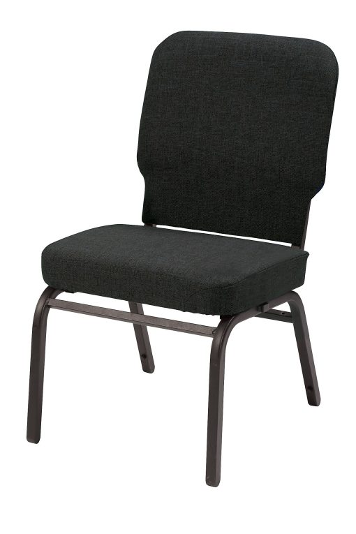KFI Big and Tall Armless Fabric Stacking Chair, Black Vinyl - Image 2