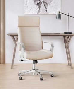 Realspace® Modern Comfort Modee Vegan Leather High-Back Executive Office Chair, Sand/Chrome, BIFMA Compliant 2