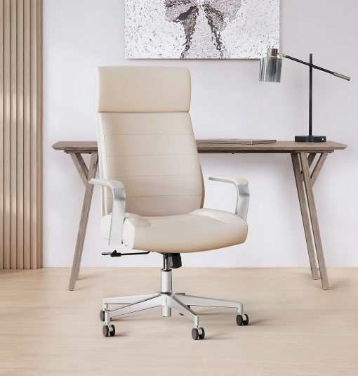Realspace® Modern Comfort Modee Vegan Leather High-Back Executive Office Chair, Sand/Chrome, BIFMA Compliant - Image 2