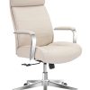 Realspace® Modern Comfort Modee Vegan Leather High-Back Executive Office Chair, Sand/Chrome, BIFMA Compliant