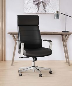 Realspace® Modern Comfort Modee Vegan Leather High-Back Executive Office Chair, Black/Chrome, BIFMA Compliant 2