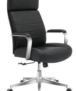 Realspace® Modern Comfort Modee Vegan Leather High-Back Executive Office Chair, Black/Chrome, BIFMA Compliant