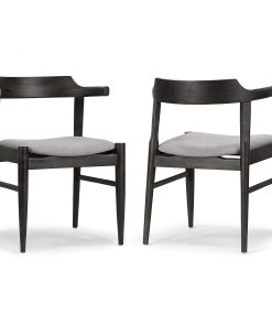 Glamour Home Atlas Upholstered Fabric Dining Accent Chairs, Light Gray/Black, Set Of 2 Chairs 2